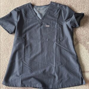 Figs heather denim V-Neck Scrub Top